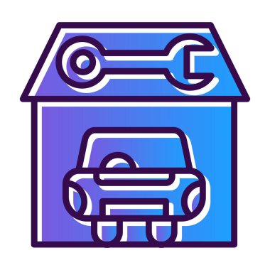 Araba tamir ikonu. Web için araba servis vektör simgelerinin özet çizimi