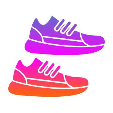 Sneakers 'ın vektör çizimi. Spor ayakkabıların düz simge tasarımı                  