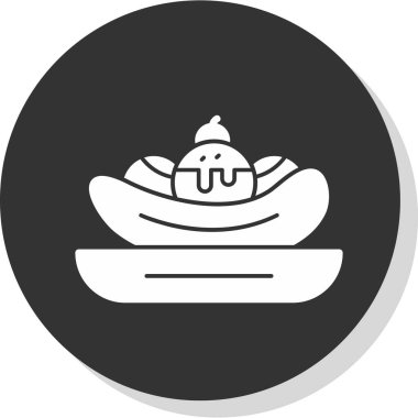 Muz bölünmüş grafik web simgesi basit tasarım 