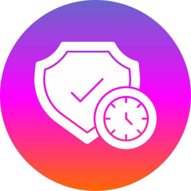 Beyaz arkaplanda beyaz çizgi saat simgesi izole edildi. Zaman sembolü. turuncu düğme. vektör illüstrasyonu