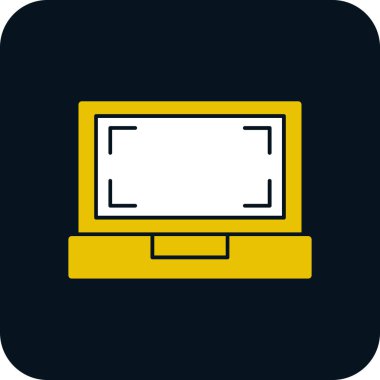 Sarı arkaplanda dizüstü bilgisayar simgesi, vektör illüstrasyonu