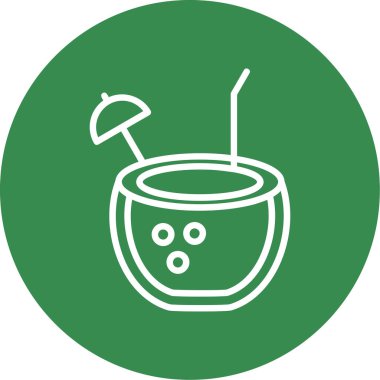 Hindistan cevizi içeceği. Web simgesi vektör illüstrasyonu