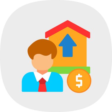 İş adamı, Yatırımcı simgesi dolar işareti, vektör illüstrasyonu 