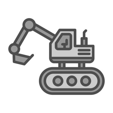 Escavator web simgesi, vektör illüstrasyonu
