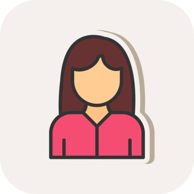 Kadın avatar simgesi, vektör illüstrasyonu 