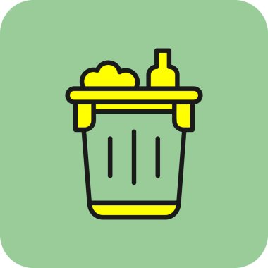 Çöp tenekesi ikonlu kova. Beyaz arkaplanda izole edilmiş ağ için çöp vektör simgesine sahip ana çöp kutusu