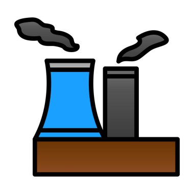 Fabrika simgesi, basit vektör çizimi, Hava kirliliği konsepti