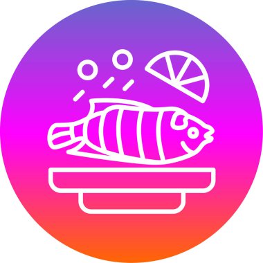 Buğulanmış balık simgesi, vektör illüstrasyonu 