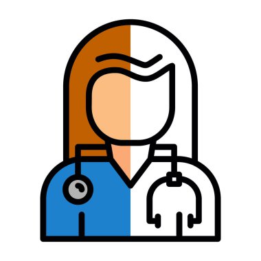 Kadın doktor çizgisi simgesi, vektör illüstrasyonu  