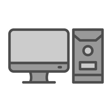 bilgisayar vektörü düz renk simgesi  