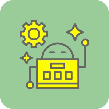 robot düz simgesi, vektör illüstrasyonu