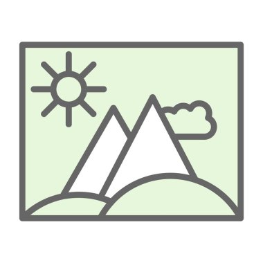 peyzaj çizgisi olan dağ ve biçim ikonu vektör tasarımı