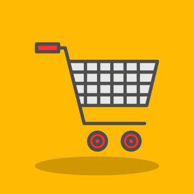 Alışveriş arabası simgesi, vektör illüstrasyonu 
