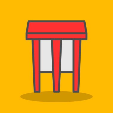 Mobilya ve ev sembollerinin vektör çizimi. Mobilya koleksiyonu ve web için ev malzemesi sembolü.