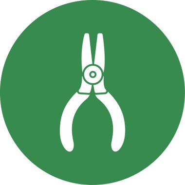 İğne burun pensesi yeşil yuvarlak ikon vektör çizimi