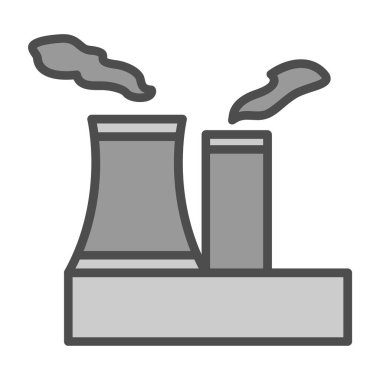 Fabrika simgesi, basit vektör çizimi, Hava kirliliği konsepti