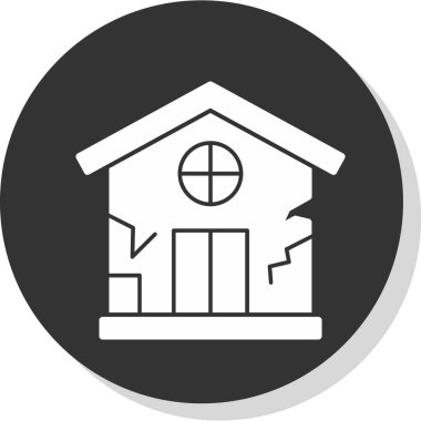 Hasarlı ev simgesi. taslak ev vektör illüstrasyonu 