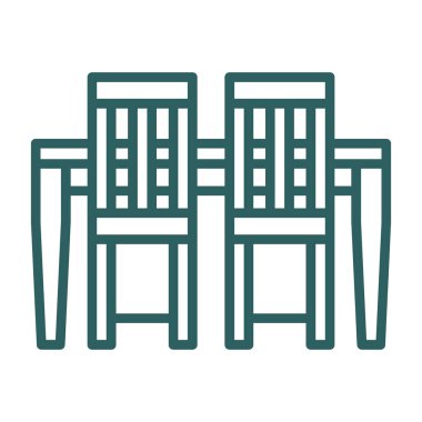 Yemek masası ve sandalyeler simgesi, vektör illüstrasyonu 