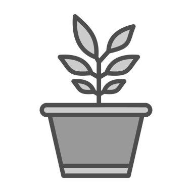 Saksı bitkisi. Web simgesi basit illüstrasyon
