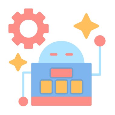 robot düz simgesi, vektör illüstrasyonu