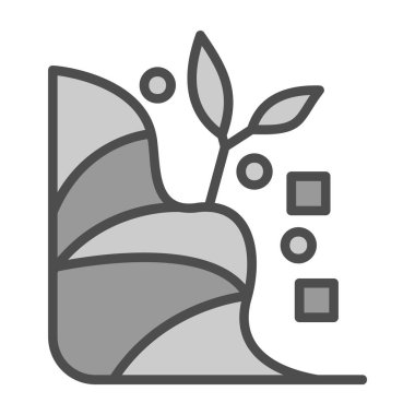 bitki simgesi, çizgi ve katı tasarım, bitki vektörü illüstrasyonu