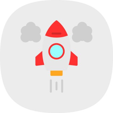 Roket. Web simgesi basit illüstrasyon 