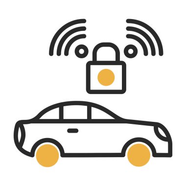 wifi sinyal çizgisi ve glifli araba wifi, araba sistemi vektör çizimi, araba aracı vektör işareti, simge, doğrusal biçim simgesi,