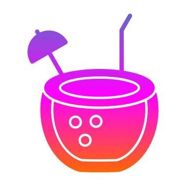 Hindistan cevizi içeceği. Web simgesi vektör illüstrasyonu