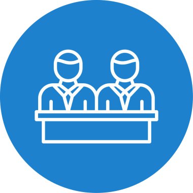 Takım vektör simgesi. bu yuvarlak düz sembol beyaz arkaplanda mavi ve gri renklerle çizilir.