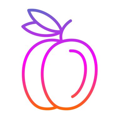 Şeftali simgesi vektör çizimi düz tasarım