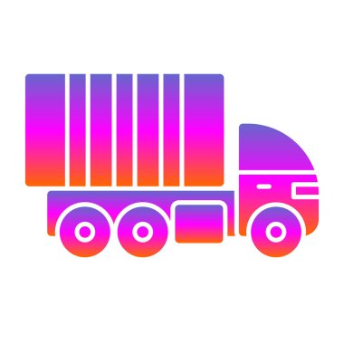 dağıtım kamyonu düz simgesi, vektör çizimi