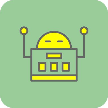 robot düz simgesi, vektör illüstrasyonu