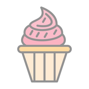 Lezzetli cupcake düz vektör simgesi                         