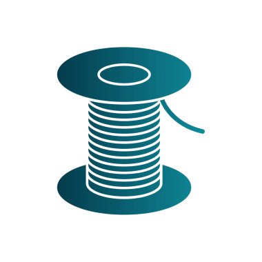 Beyaz arkaplanda mavi iplik makarası simgesi izole edildi. İplik makarası. İplik askısı. soyut illüstrasyon