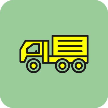 dağıtım kamyonu düz simgesi, vektör çizimi