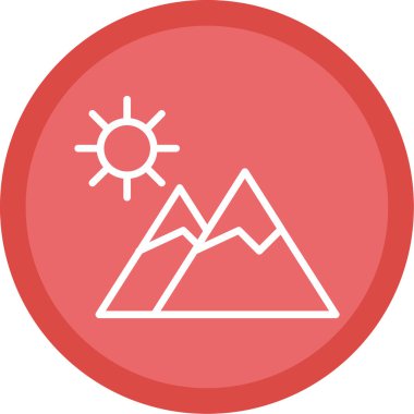 dağların illüstrasyon vektör ve simgesi güneş