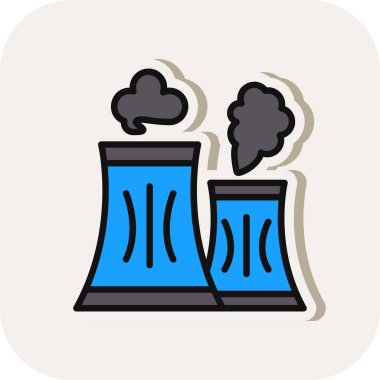 Fabrika simgesi, basit vektör çizimi, Hava kirliliği konsepti