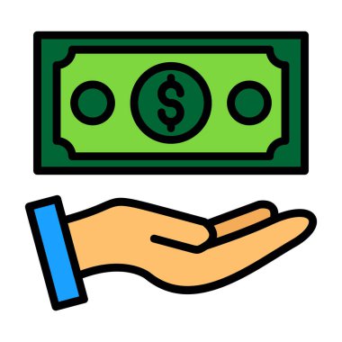  Nakit ödeme ikonu vektör illüstrasyon tasarımı