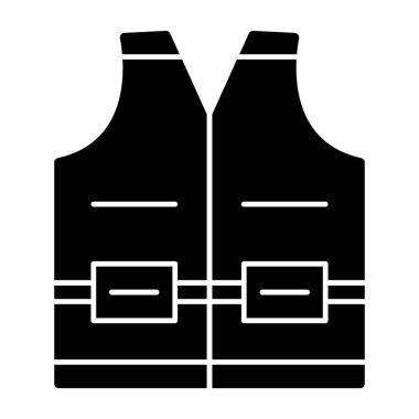 Yüksek görünürlüklü yelek ana hatlı web simgesi basit illüstrasyon 