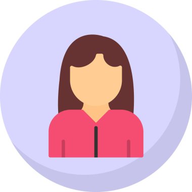 Kadın avatar simgesi, vektör illüstrasyonu 