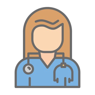 Kadın doktor çizgisi simgesi, vektör illüstrasyonu  