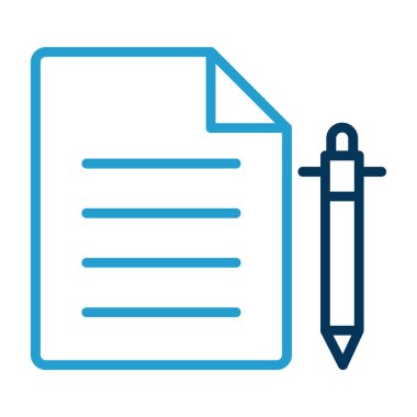 belge ve kalem. Web simgesi basit illüstrasyon