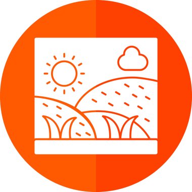 Bir güneş ve ağaç simgesinin vektör çizimi