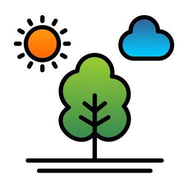 Ağaç düz simge vektör çizim