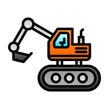 Escavator web simgesi, vektör illüstrasyonu