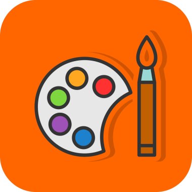 palet ve boya ile fırça, düz tasarım tarzı.