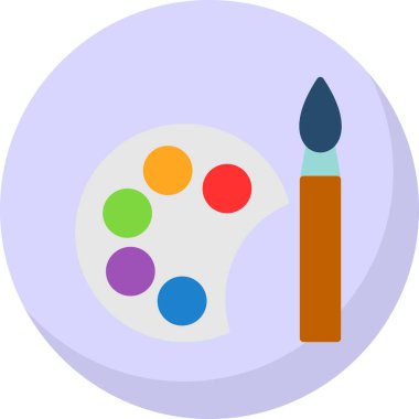 palet ve boya ile fırça, düz tasarım tarzı.