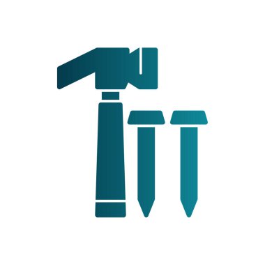 Çekiç ve çivi ikon vektör çizimi                                      