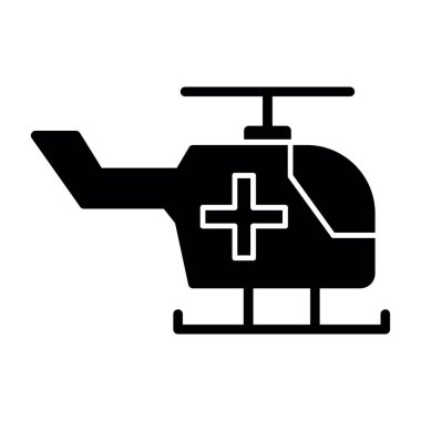 Helikopter ikonu. Helikopter simgesi vektörünün basit çizimi izole edildi