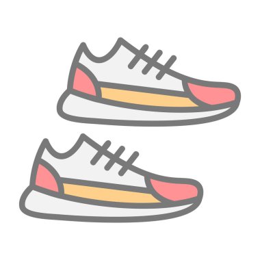 Sneakers 'ın vektör çizimi. Spor ayakkabıların düz simge tasarımı                  